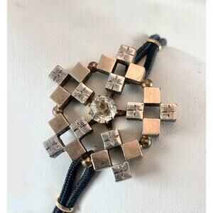 Antique 9K GF Pendant Bracelet, Corded Band, Paste Stone I Conversion